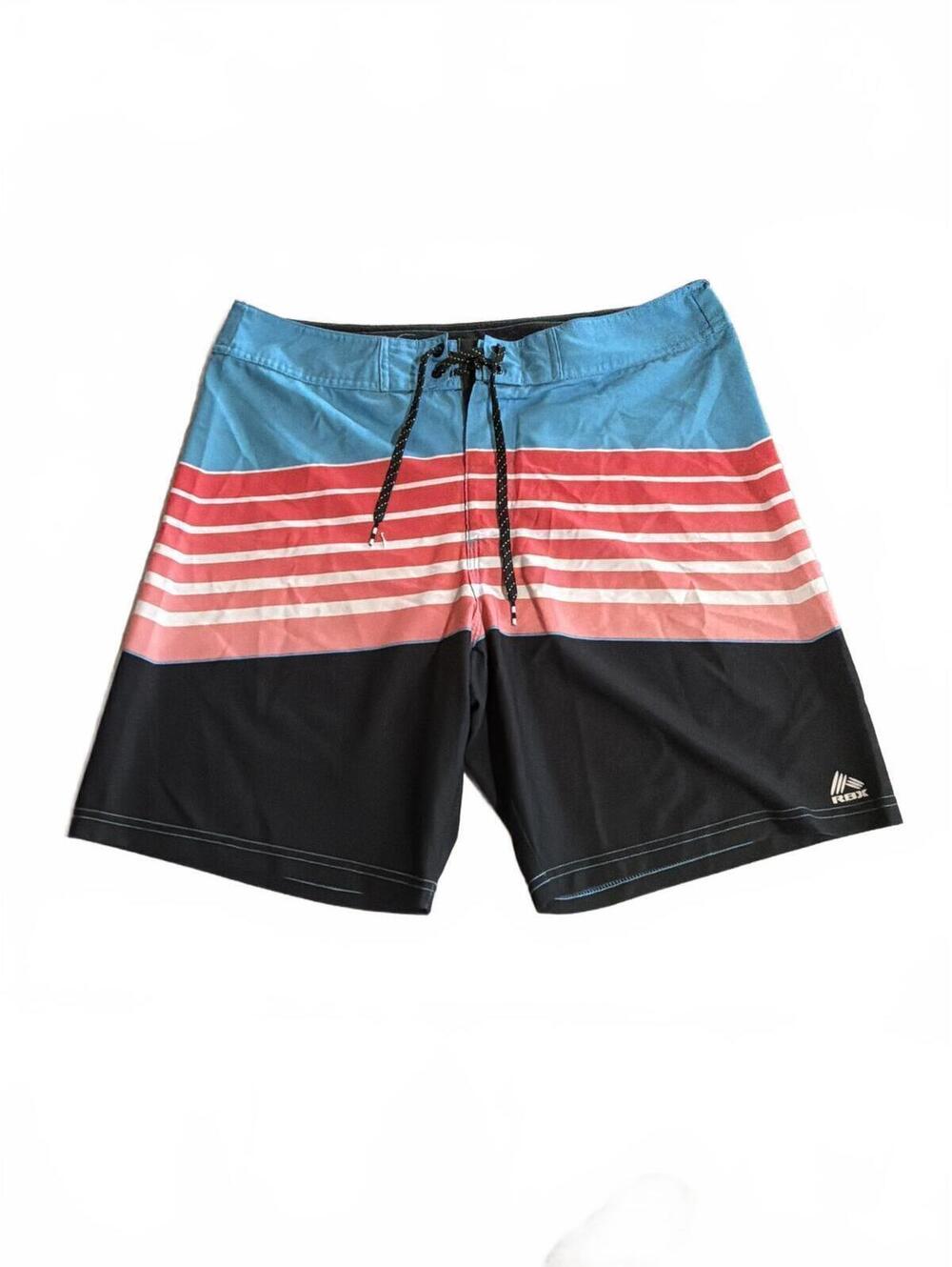 RBX Men's Multicolor Swim Trunks Board Shorts Striped Beach Summer Size M/M